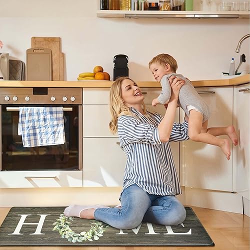 Miniatura 8 de KIMODE Tapete de cocina antifatiga, 2 unidades, antideslizante, impermeable, tapete de cocina de granja para piso, tapete acolchado de espuma cómoda