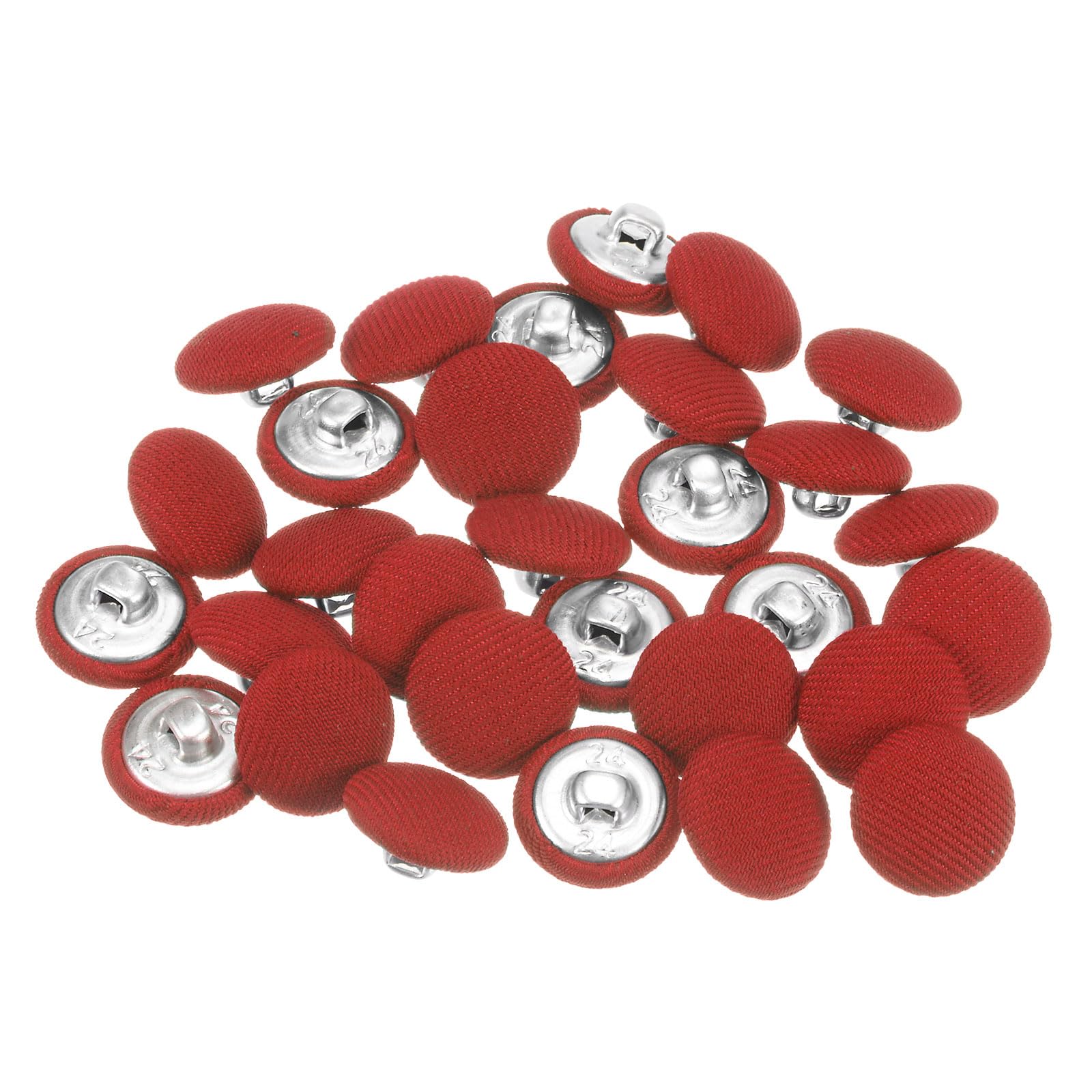 30 Bottoni Rotondi In Metallo Rivestiti Tessuto - Diametro 25mm | Cucito Fai Da Te - Foto 1