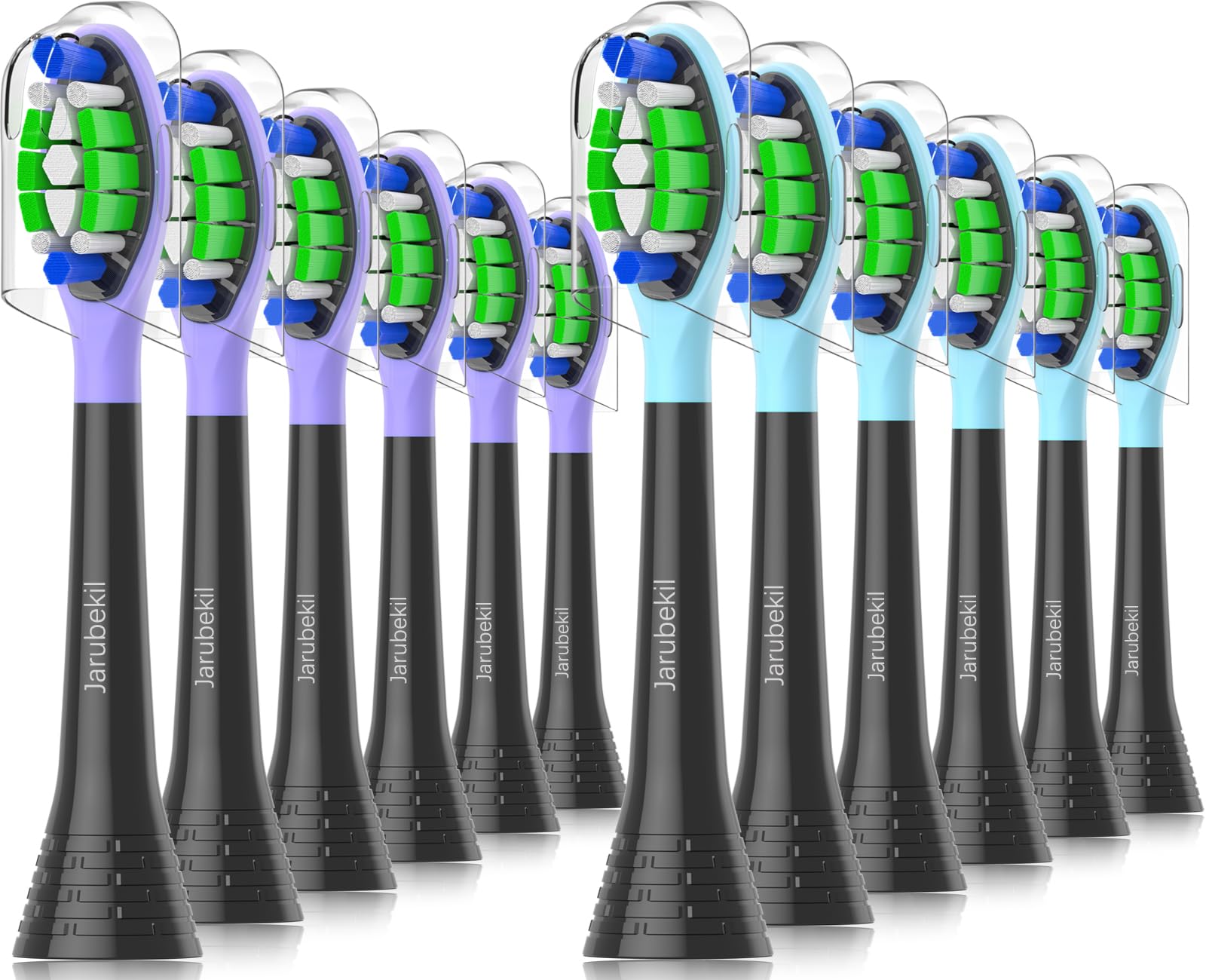 Jarubekil 12er Ersatzbürsten Kompatibel mit Philips Sonicare Elektrische Zahnbürste, Medium Bürstenköpfe Aufsteckbürsten für 5500 5300 9000 3100 4100 6100 7100 (Schwarz)