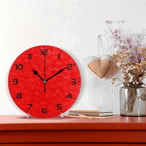 Miniatura 2 de YETTASBIN Reloj de pared de color sólido rojo, silencioso sin tictac, funciona con pilas, reloj redondo decorativo creativo para cocina, sala de