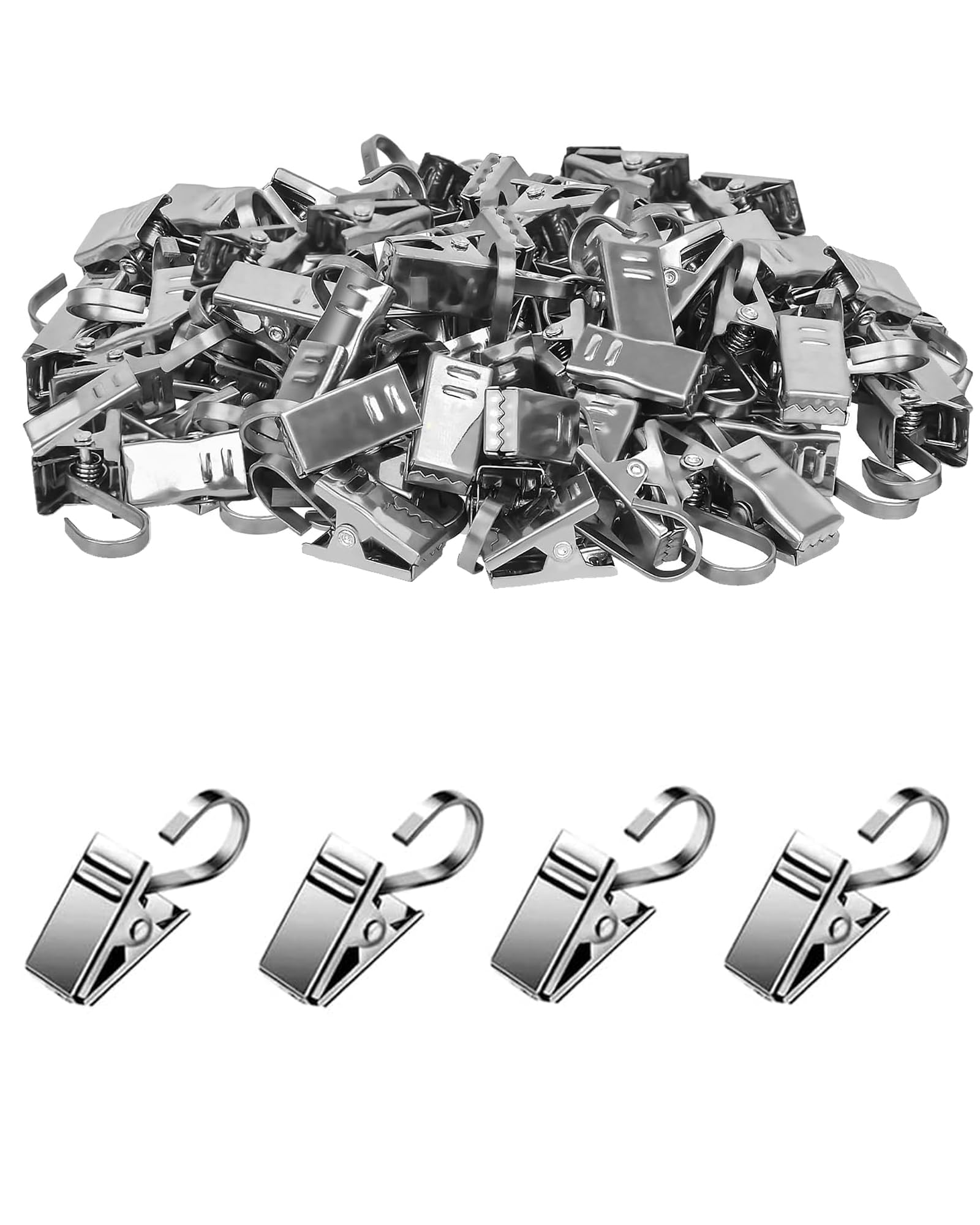 30 Pack Small Curtain Clips Curtain Hooks Stainless Steel Light Clips S Hooks for Hanging Photos Tent Lights Decorations Art Craft-Silver