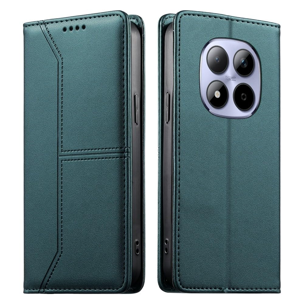 Generic Étui compatible avec Redmi 15C 4G / 5G 173 mm (couleur : vert foncé) Portefeuille en cuir Flip magnétique arrière uni