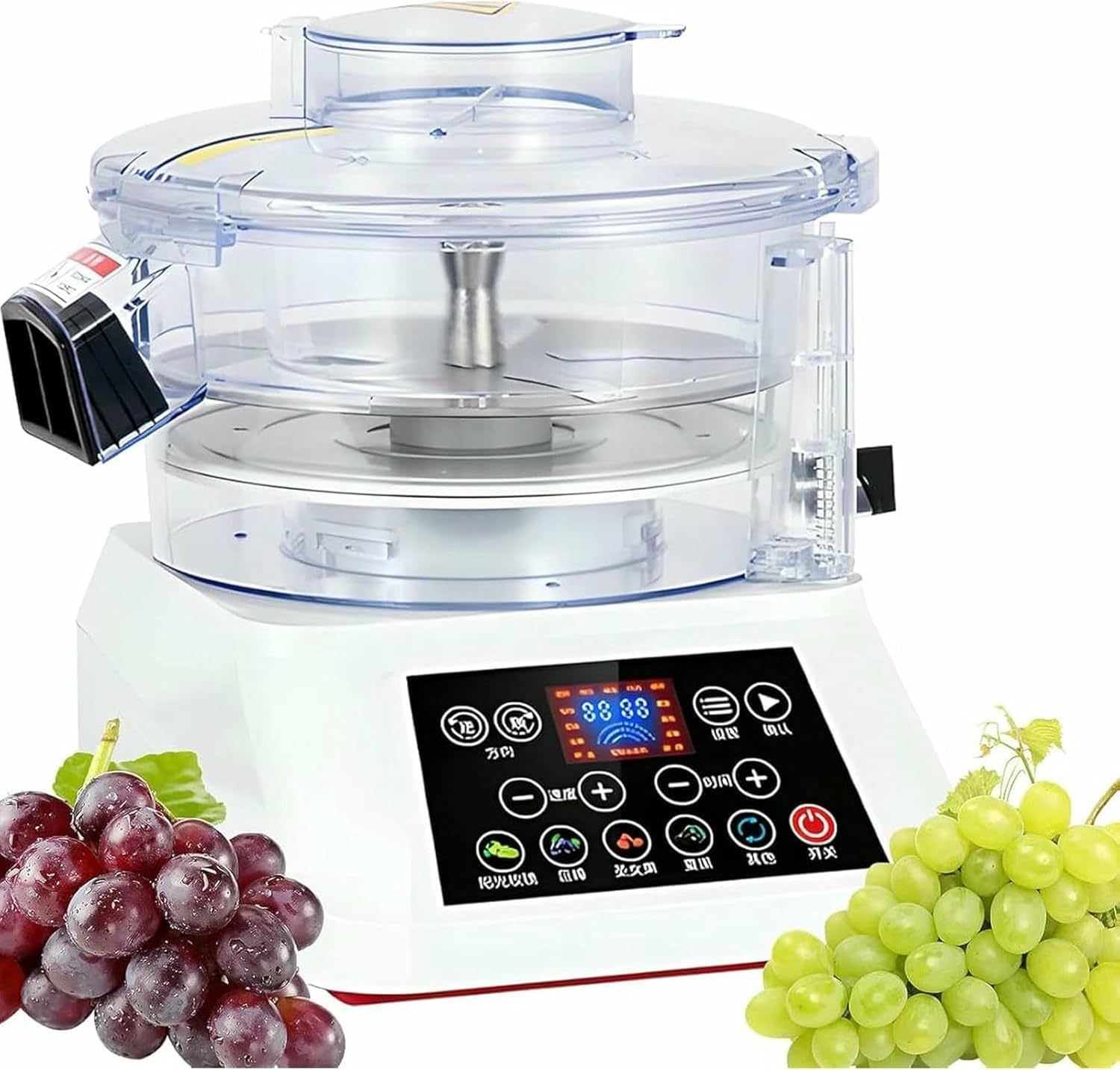 Auto Rotating Grape Skin Peeler, Grape Peeling Machine, Smart Display,Button Touch Adjustable Gear, 500g Bucket Capacity, Low-Noise for Cherry Tomato Blueberry Milk Tea Shop