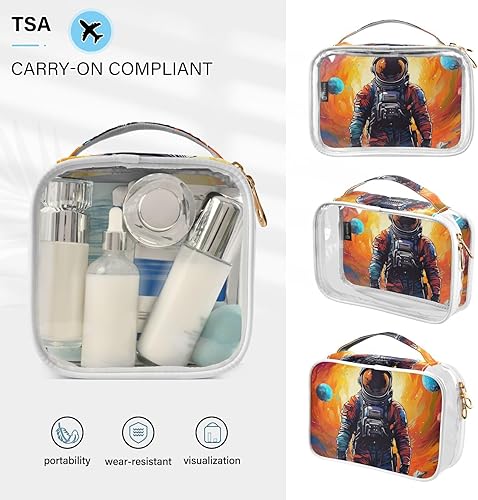 Miniatura 5 de Colorful Universe Astronaut Clear Toiletry Bag for Traveling,2 Pack Makeup Cosmetic Bag with Zipper,Travel Bag for Toiletries,Travel Essentials