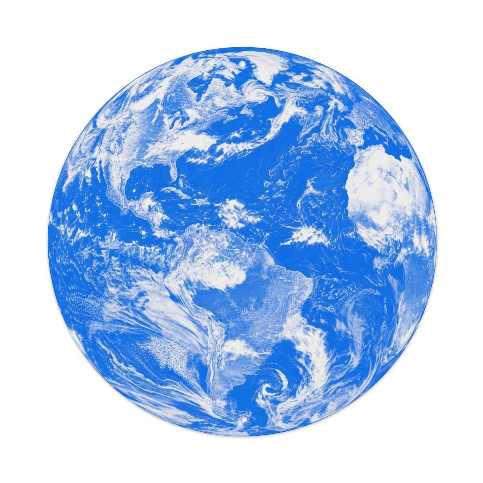 Astronomy Celestial Orbit Earth Blue Planet Cosmos Metal Tin Sign Plaque Wall Decor for Cafe, Man Cave, Club Bar, Office, Home Garden Round Metal Poster 8x8Inch