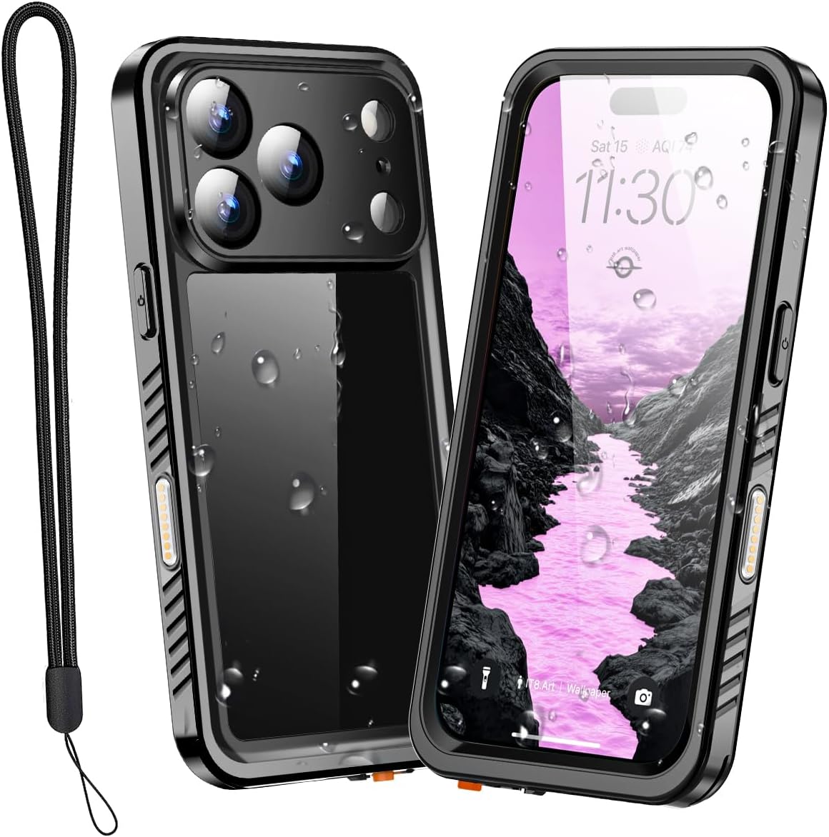 AICase Compatible with iPhone 17 Pro Max Case Waterproof, Clear Water Proof Built-in Screen Protector Shockproof Dustproof Snowproof Full Body Rugged Underwater Phone Case with Lanyard - Image 9