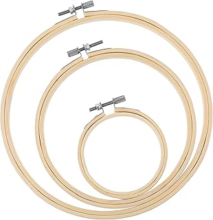 Quilax 3 Stück Stickrahmen,Holz Stickrahmen,Verstellbarer RundStickrahmen,für DIY,Kreuzstich,Stickerei,Kunsthandwerk Nähen(8/15/20 cm)