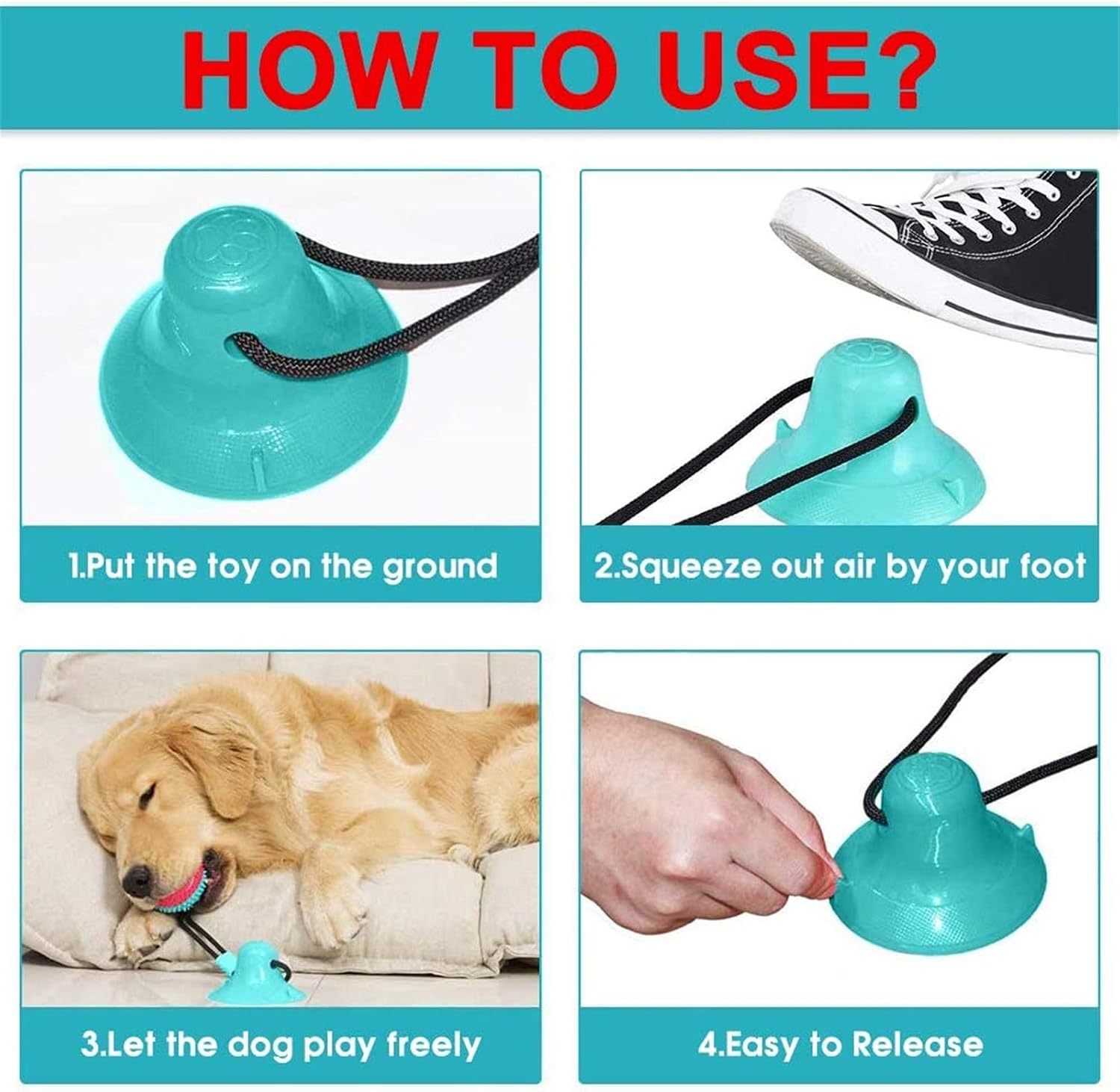 Vandove Suction Cup Dog Toy,Multifunctional Pet Molar Bite Toy,Pet Molar Chew Toy Dog Tug Rope Ball Toy,Interactive Puppy Molar Training Rope - Image 5