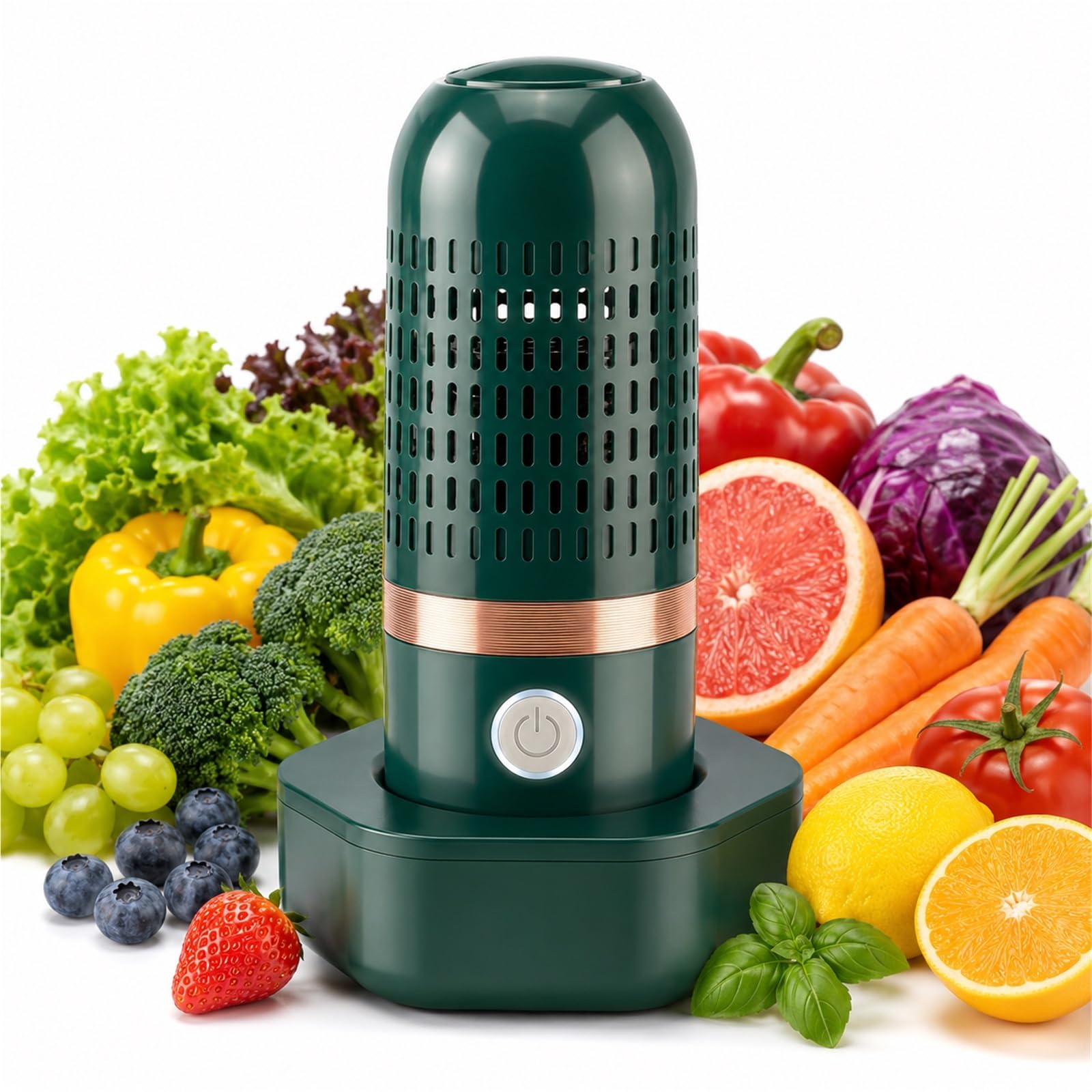 Purepod Fruit and Vegetable Purifier Machine - Cordless OH-ion Produce Washer for Home Kitchen and Camping - Portable Food Purifier for Cleaning Berries and Veg(Green)