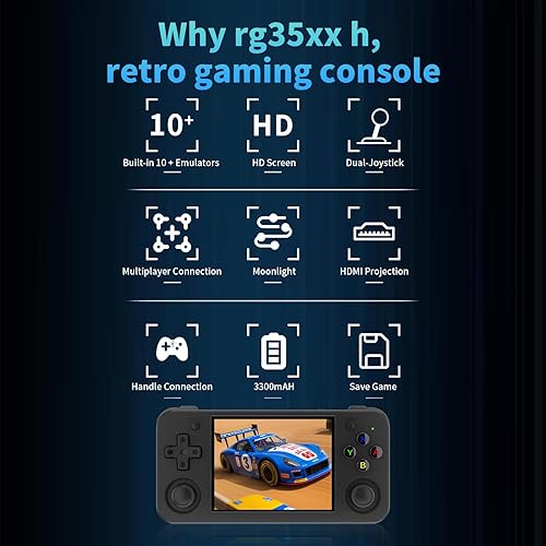 Miniatura 4 de RG35XX H, Anbernic - Consola de juegos de mano retro con tarjeta 64GTF, diseño de doble joystick de 3.5 pulgadas, pantalla HD que dura hasta 8 horas
