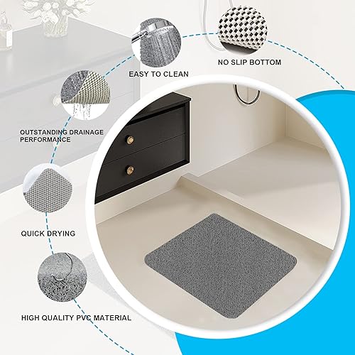 Miniatura 4 de ACCUBIO Tapete de ducha antideslizante sin ventosas, tapete de baño de secado rápido con drenaje, tapetes de baño de lufa de PVC para bañera, tapete