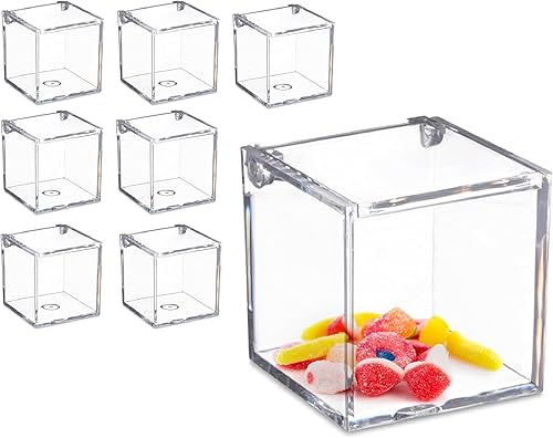 Miniatura 2 de Hammont Caja de acrílico transparente con tapa con bisagras, pequeño organizador de plástico para oficina, escritorio, maquillaje, manualidades,