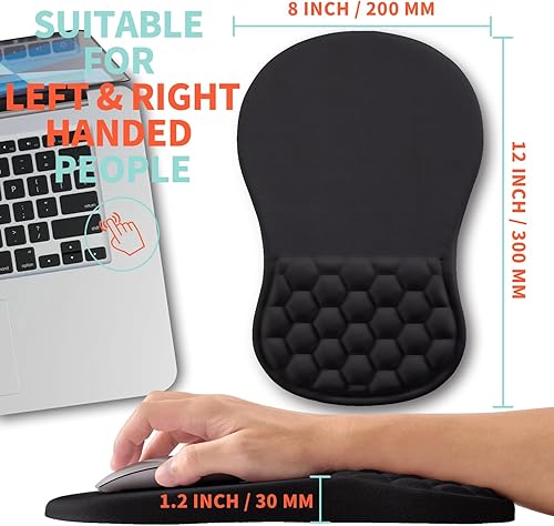 Miniatura 5 de Alfombrilla ergonómica para mouse con soporte de muñeca con espuma viscoelástica, almohadilla de masaje para aliviar el dolor del túnel carpiano,