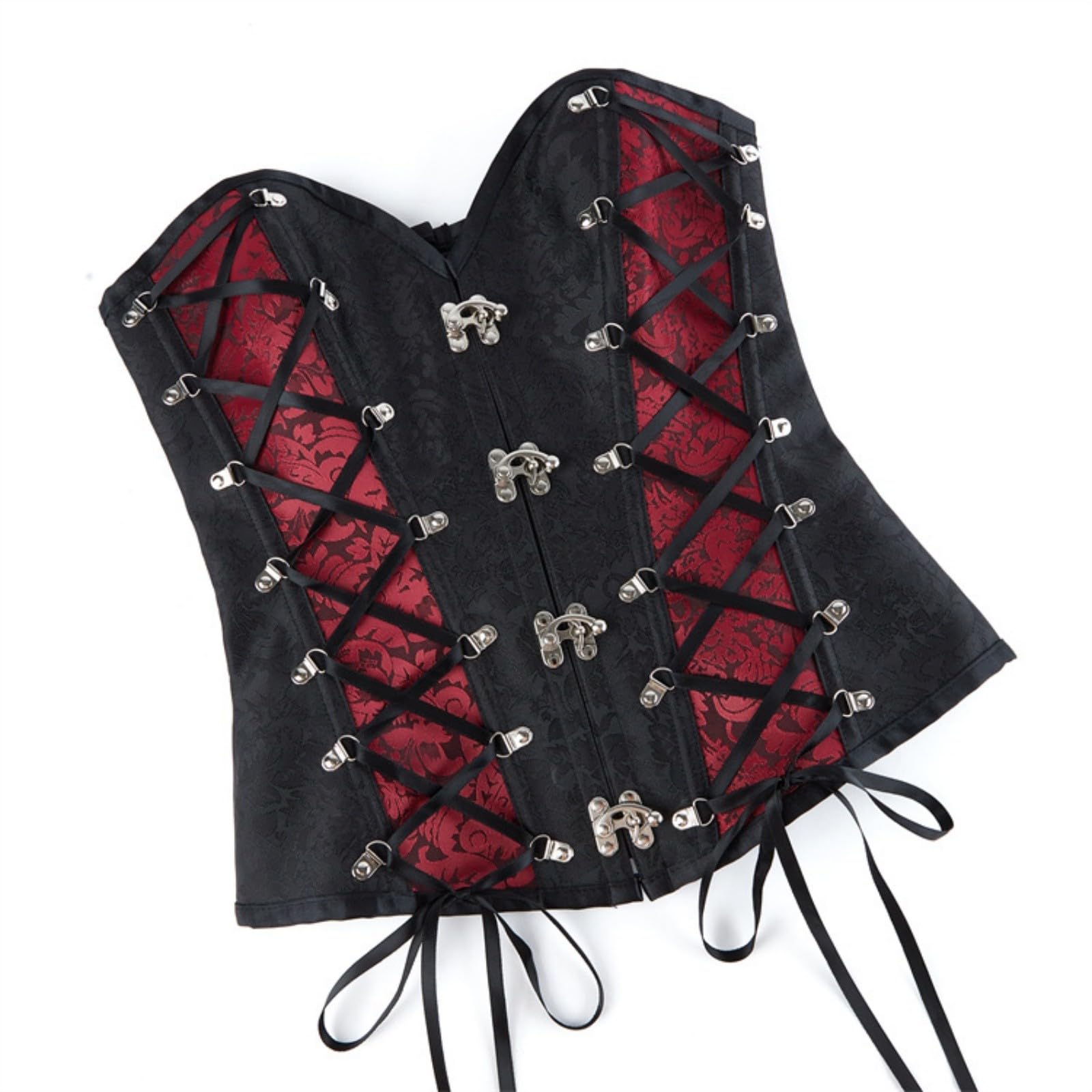 Corsetto guaina a vita sottile da donna con balene in acciaio, Shapewear dimagrante con motivo floreale, senza spalline scolpente per abito da sera (nero, XL)