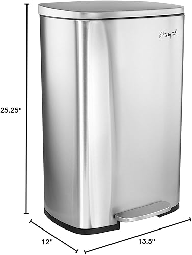 Miniatura 10 de Elama Juego combinado de 3 cubos de basura de acero inoxidable de 13 galones y 1.3 galones con mecanismo de cierre lento