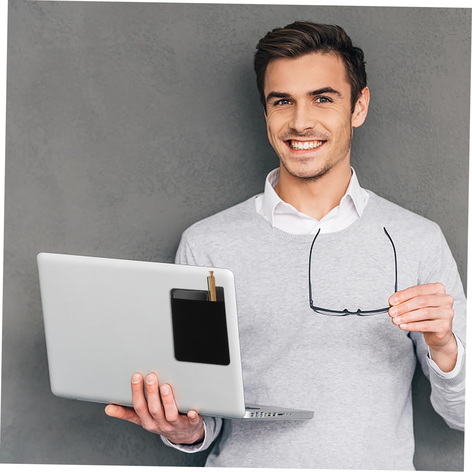 SHINEOFI Borsa Adesiva Per Laptop e Tablet Realizzata in Pelle Buona Qualità Elastico Per Contenere Accessori Come Mouse Wireless Custodie Per Disco Rigido Esterno e Borse Per Cuffie