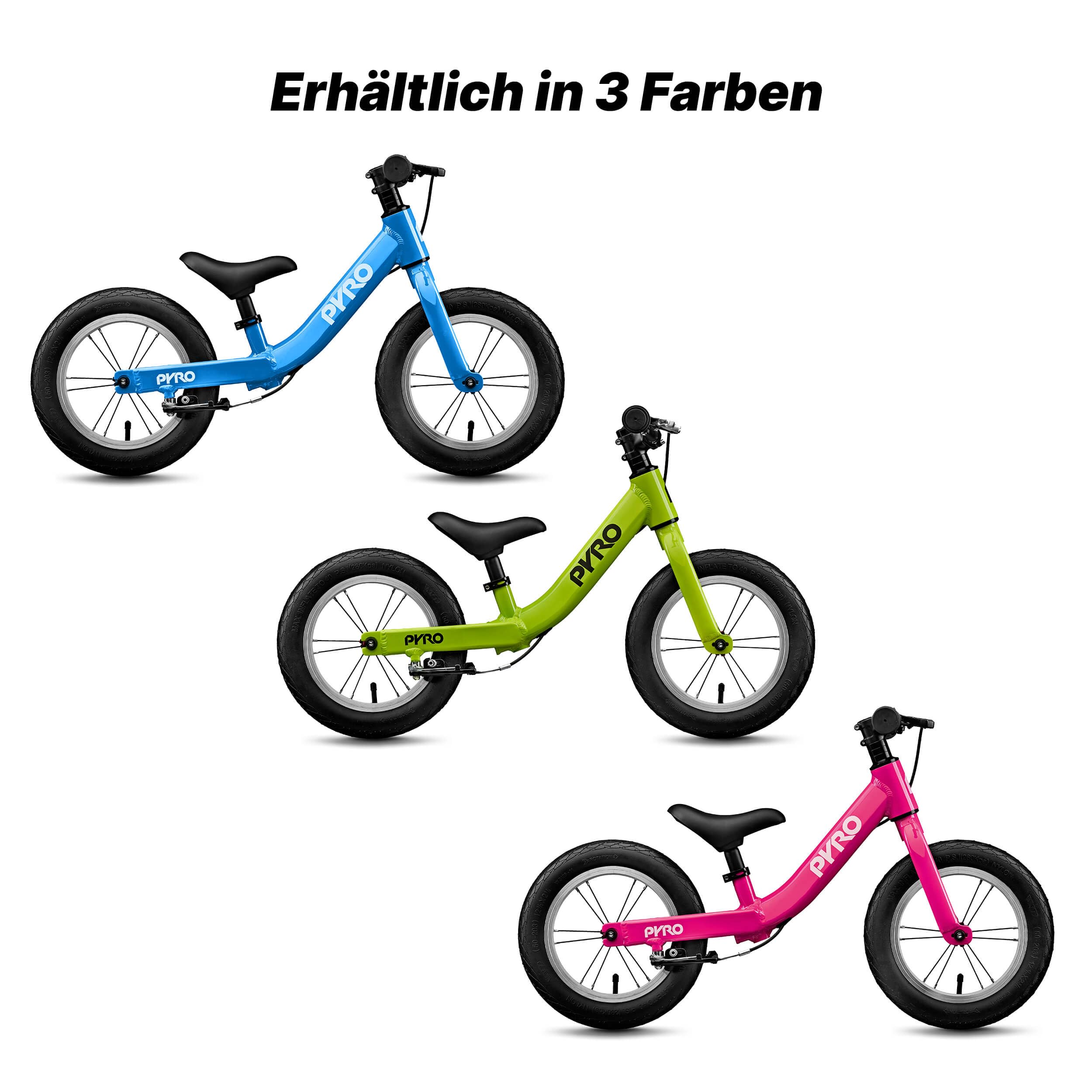 PYRO BB Twelve - Laufrad (12 Zoll Balancebike für Kleinkinder ab 1,5 Jahren, Lenker & Sattel höhenverstellbar, Aluminium V-Bremsen)