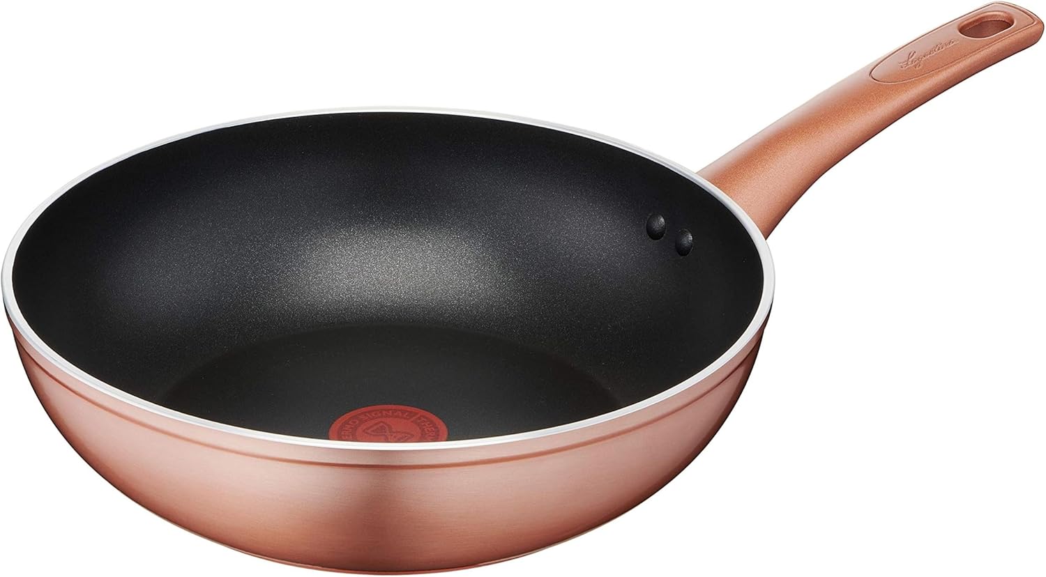 Lagostina Ramata Wok Antiaderente in Alluminio Ø 28 cm con Esterno Effetto Rame, Pentola Gas e Forno, Rivestimento Titanium Easy, Manico Ergonomico in Bakelite