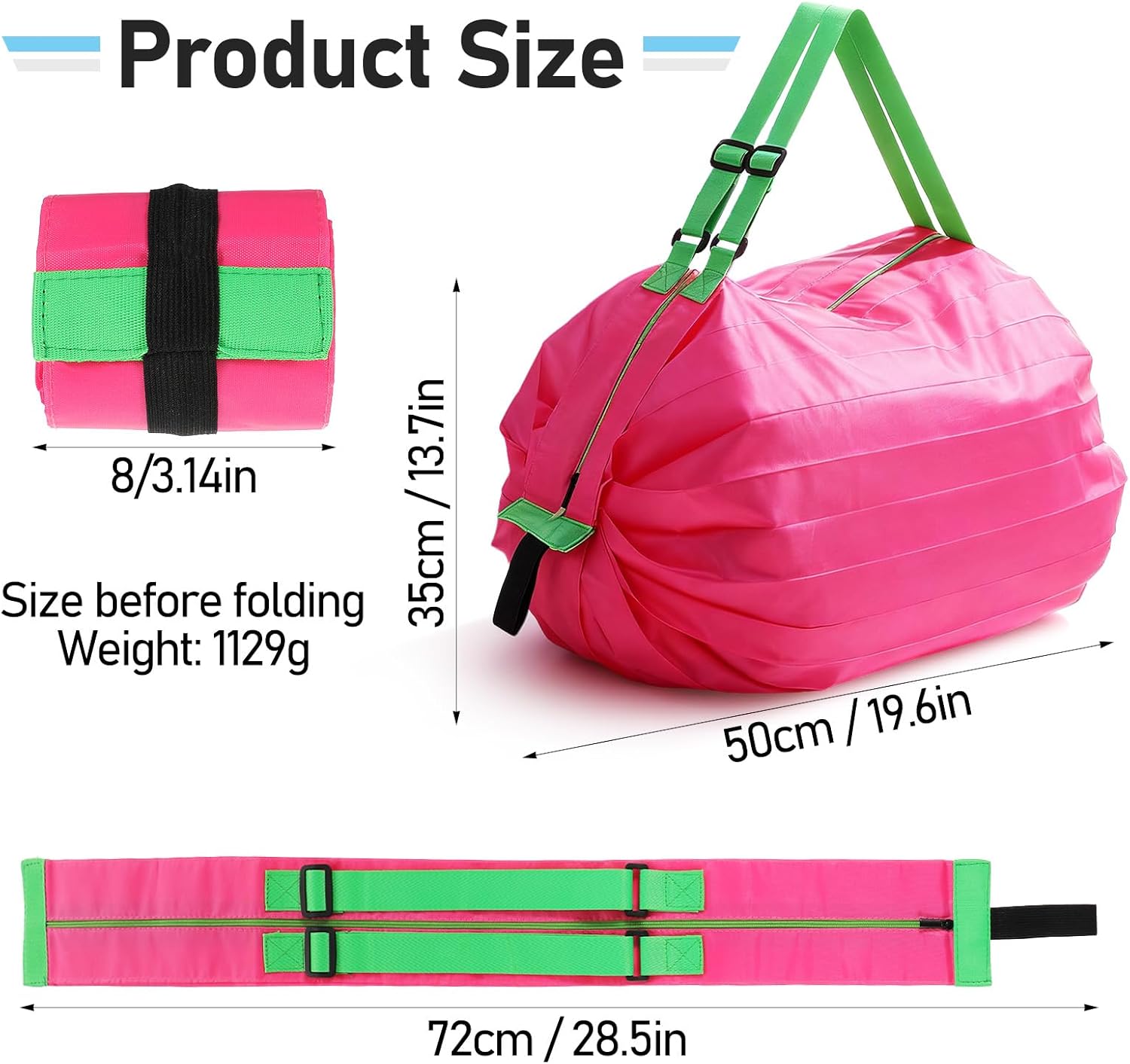 MAQUITA 8 Pcs Reusable Shopping Bag Foldable Grocery Storage Tote Bag Organ Style Fold Oxford Cloth Portable Duffle for Shopping - Image 4