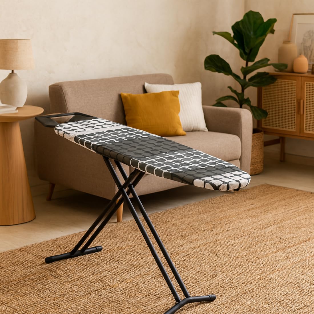 Acomoda Textil - Tabla de Planchar Altura Ajustable con Estructura Metálica Estable, Amplia y Plegable con Funda 100% Algodón. Soporte para Planchar Antideslizante Fácil Almacenaje (Super)