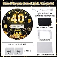 Vista 13 de Marco de marquesina de números 40 con luces de 4 pies con ranuras para fiesta de cumpleaños de 40 años, cartón grande con bombillas precortadas, kit