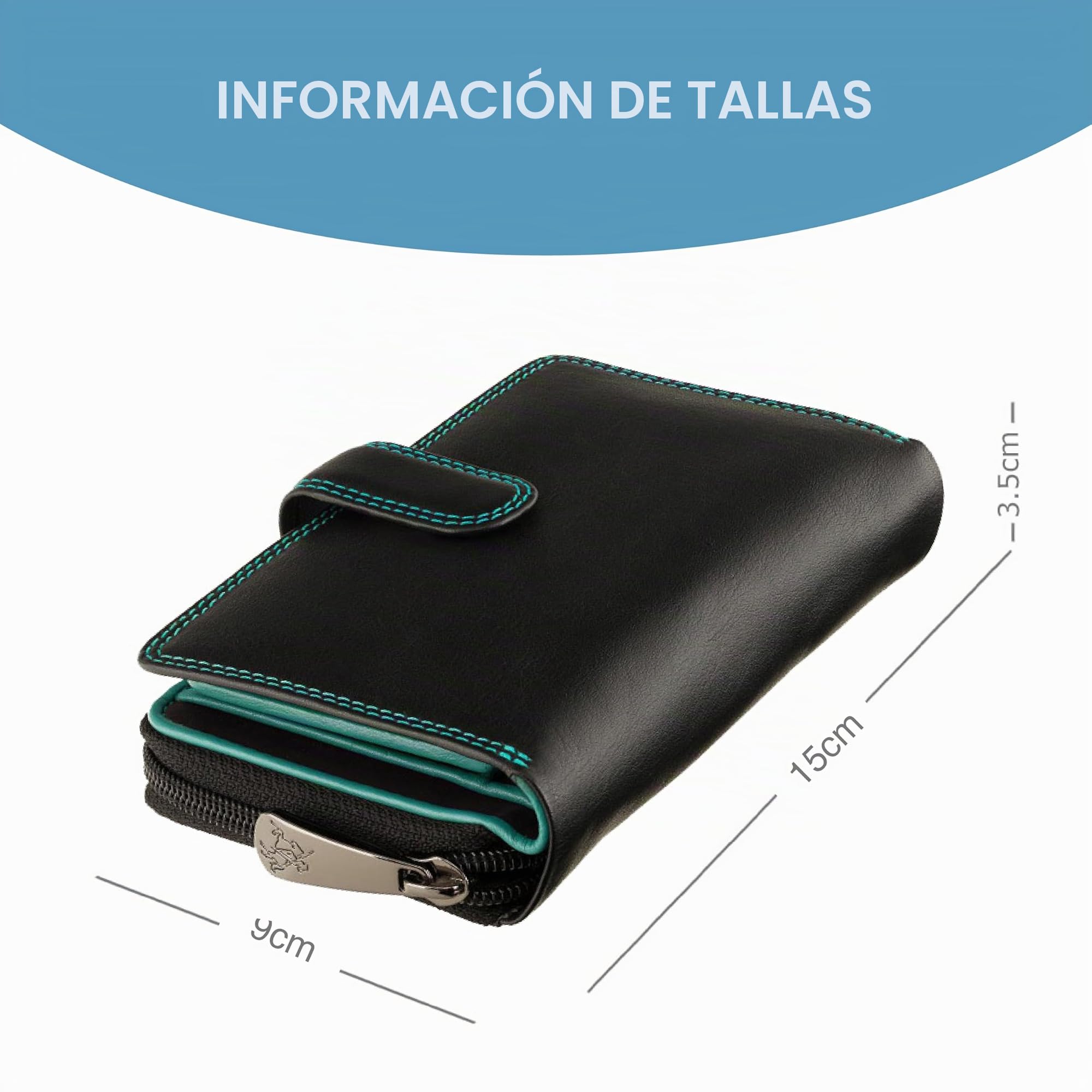 VISCONTI Cartera de cuero suave para mujer, tarjetero, portatarjetas, 2 ventanas para fotografía de identificación, 6 bolsillos deslizantes, 16 ranuras, regalos para mujer, Negro/Rhumba, Talla única