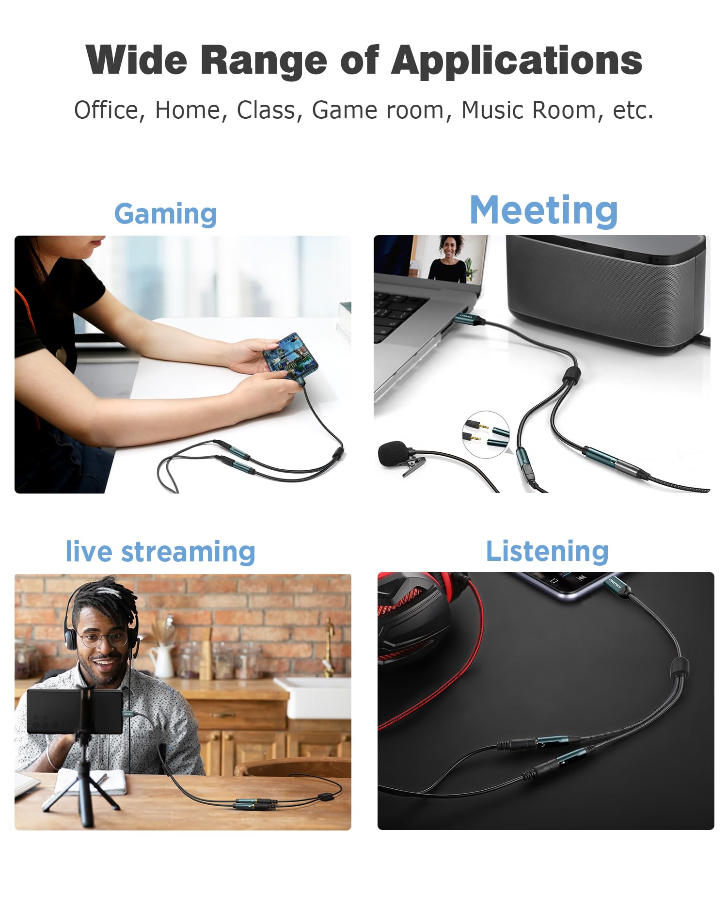 Divisor de micrófono de auriculares USB C a TRS de 3,5 mm, tipo C a adaptador de audio para auriculares y micrófono para auriculares de PC de doble enchufe a laptop tipo C, tablet, teléfono
