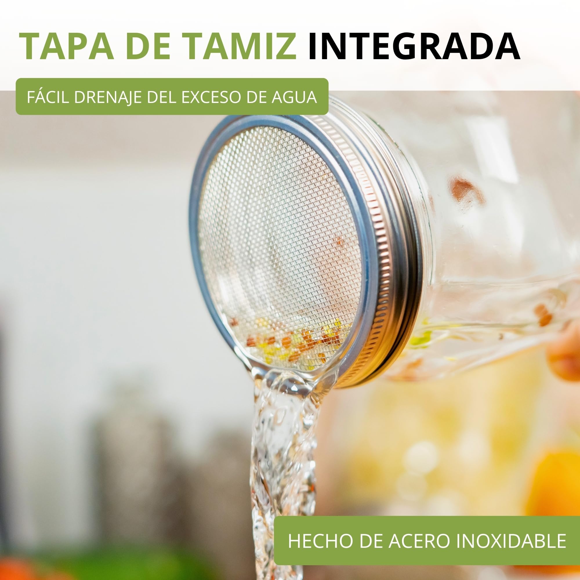 Westmark Juego de 2 tarros de germinación con Tapa de colador de Acero Inoxidable y escurridor, para brotes, microvegetales, 950 ml