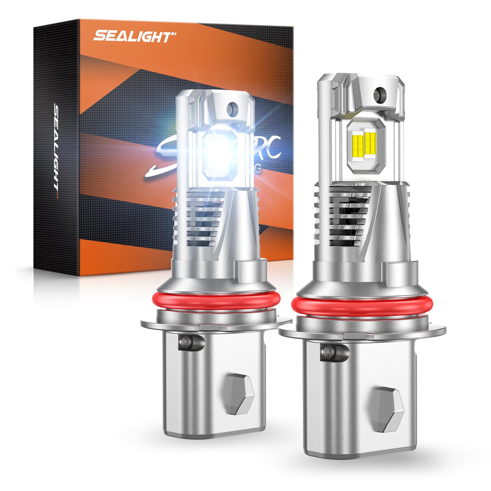 SEALIGHT Upgraded 9004 LED Bulb, 1:1 Mini Size No Adapter Required, 800% Brighter than Halogen, 6500K White, Non-Polarity, Plug and Play, Pack of 2