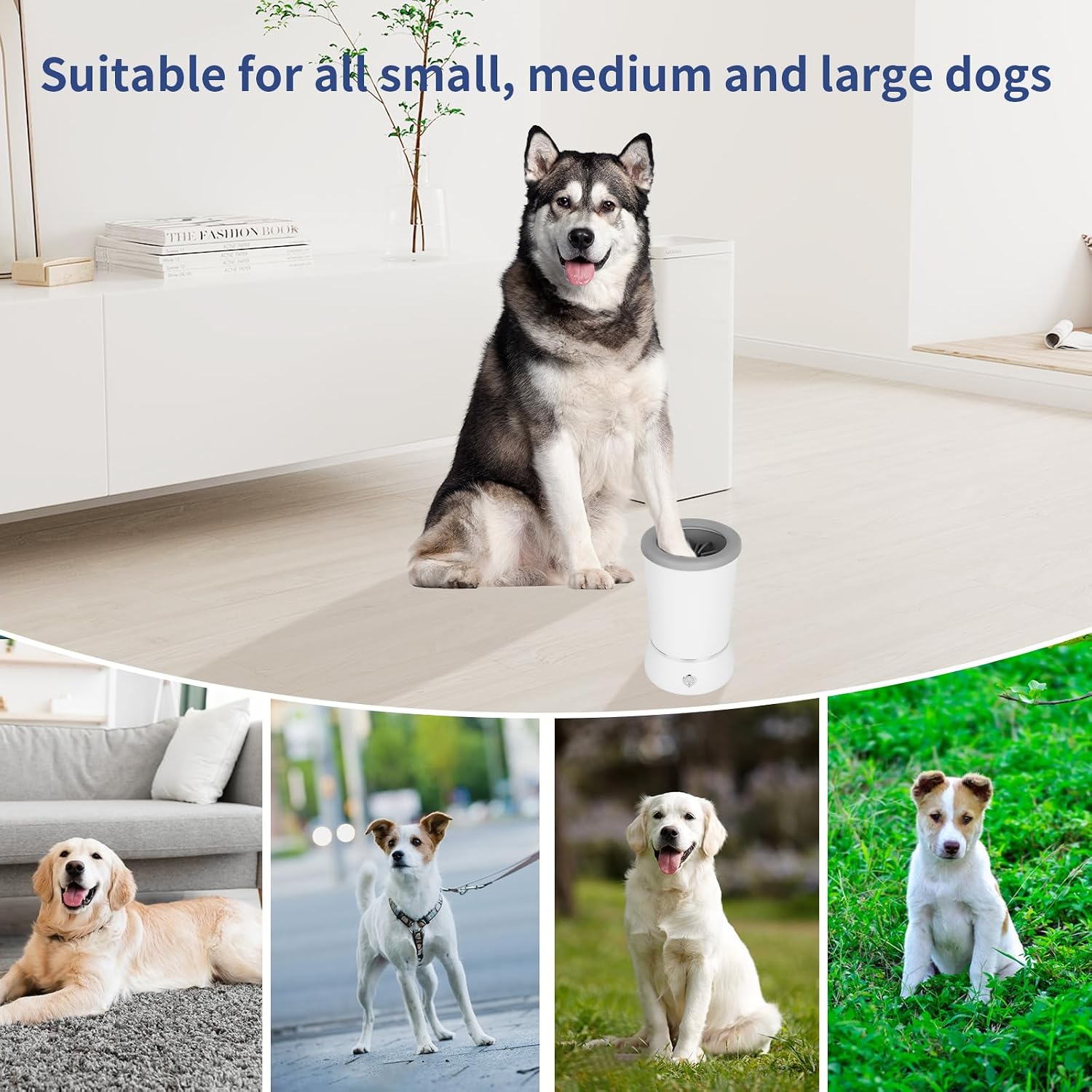 JETASU ジェタス自動足跡クリーナー 犬の足跡クリーナー USB充電式 小型 中型 大型ペットも使える (ホワイト)