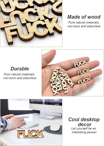 Miniatura 3 de Fu*ks - Letra recortada de madera, 100 unidades, diseño de mal estado de ánimo, día de cumpleaños, vacaciones, regalo para amigos, regalo divertido,