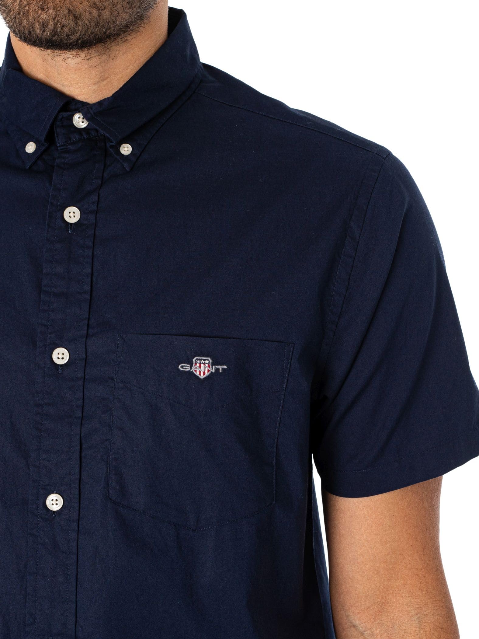 GANT Hombre Camisa Regular De Popelina Manga Corta, Light Blue
