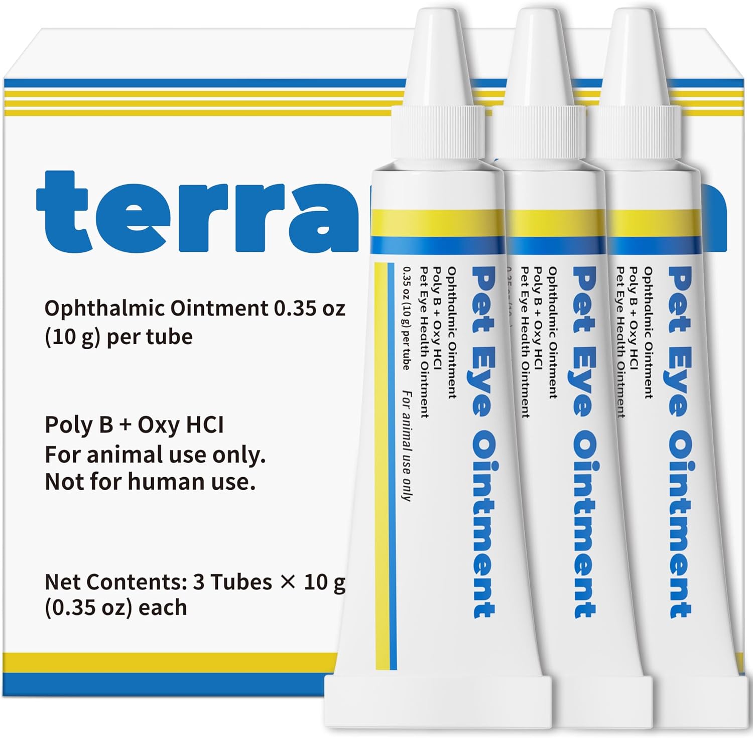 Pet Eye Health for Dogs, Cats, Cattle, Sheep, Horses, Birds and Puppies, Kitten - 3 Tube 0.35 oz /10g