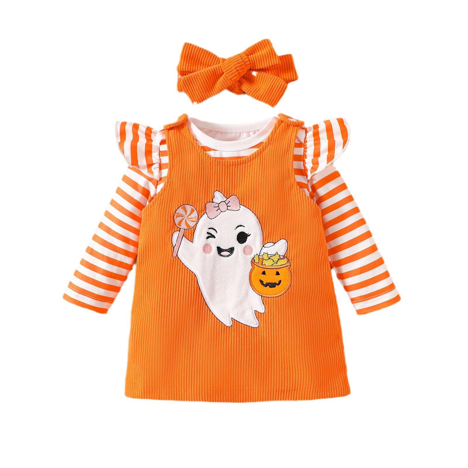 Cokbyavla Women's Red-3 Newborn Pumpkin Romper Dress, Girls Halloween Outfits Size 7-8 Smocked Baby Girl Clothes Ghost Costume Kids 4T Little Girl Dress Size 6-7 Black Dr Infant 6-9 Months