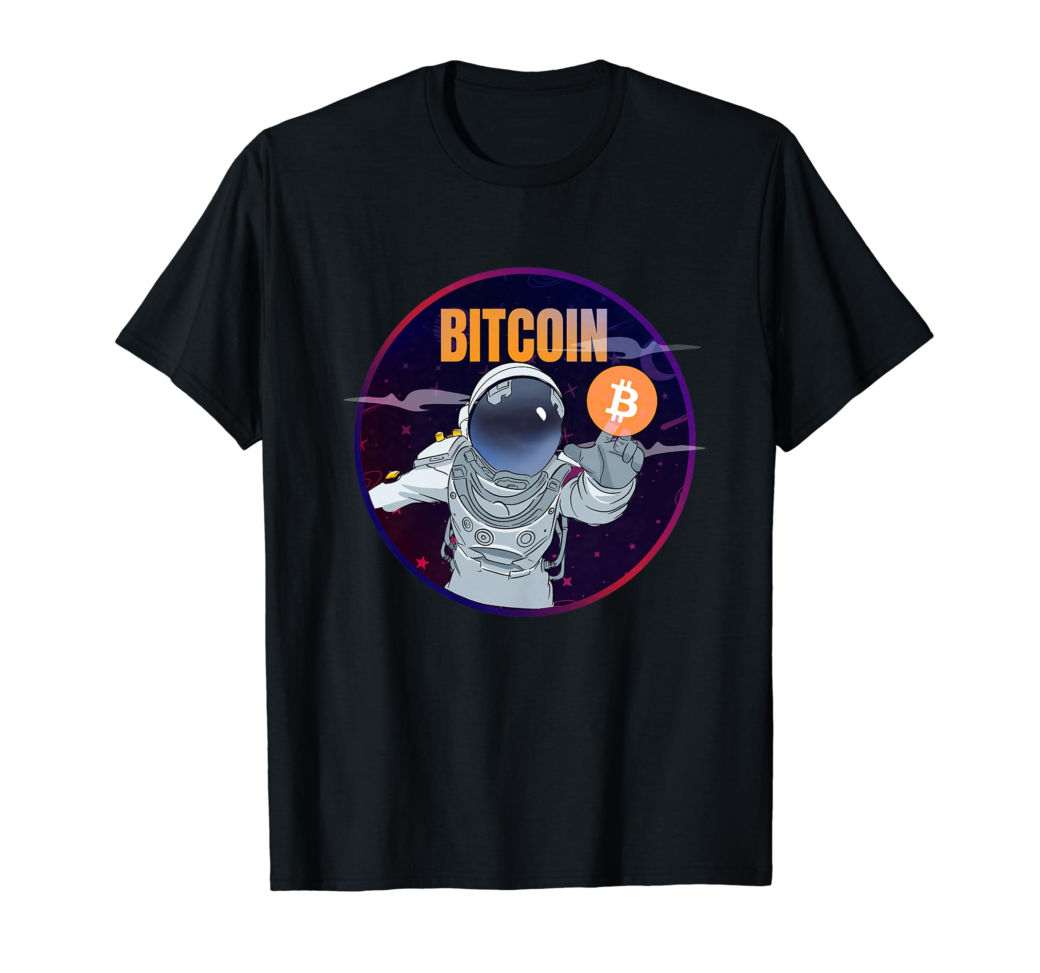 Bitcoin Crypto Funny Moon Man TeesBitcoin Crypto Moon Man Astronaut BTC Cryptocurrency Circle T-Shirt