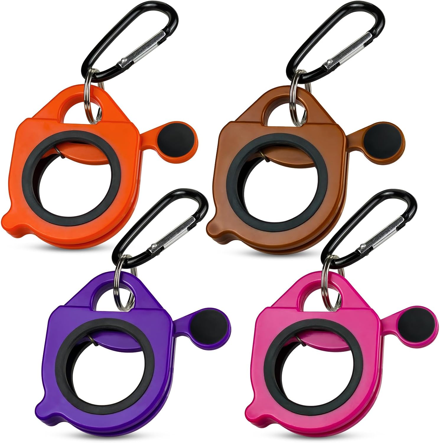 Zip Tie Holder, 4-Pack Assorted Colors OBPP Reusable Cable Tie Holder, No.6 Carabiner, Outdoor Use, ABS Plastic, Ziptie Organizer Wrap for Electrician Tool Belt Clip Storage Heavy Duty Mount