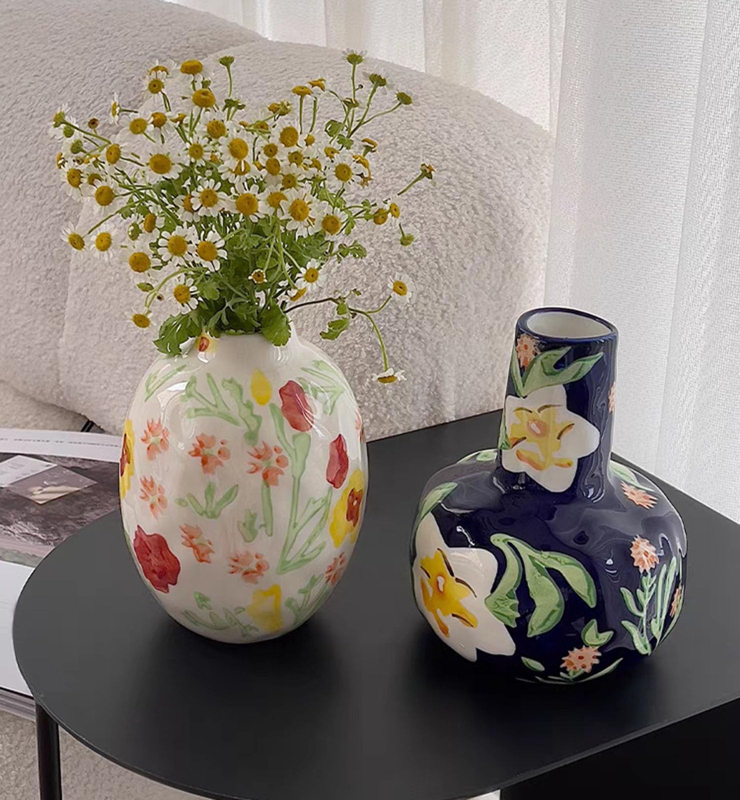 Wazon ceramiczny na kwiaty, ręcznie malowany, rustykalny, ręcznie robiony, do salonu, biura, na wesela i stoły imprezowe,A