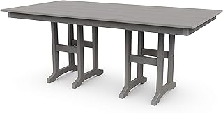 Lakeside 37" x 72" Outdoor Dining Table, All-Weather HDPE Patio Furniture, Slate Grey, Made in USA