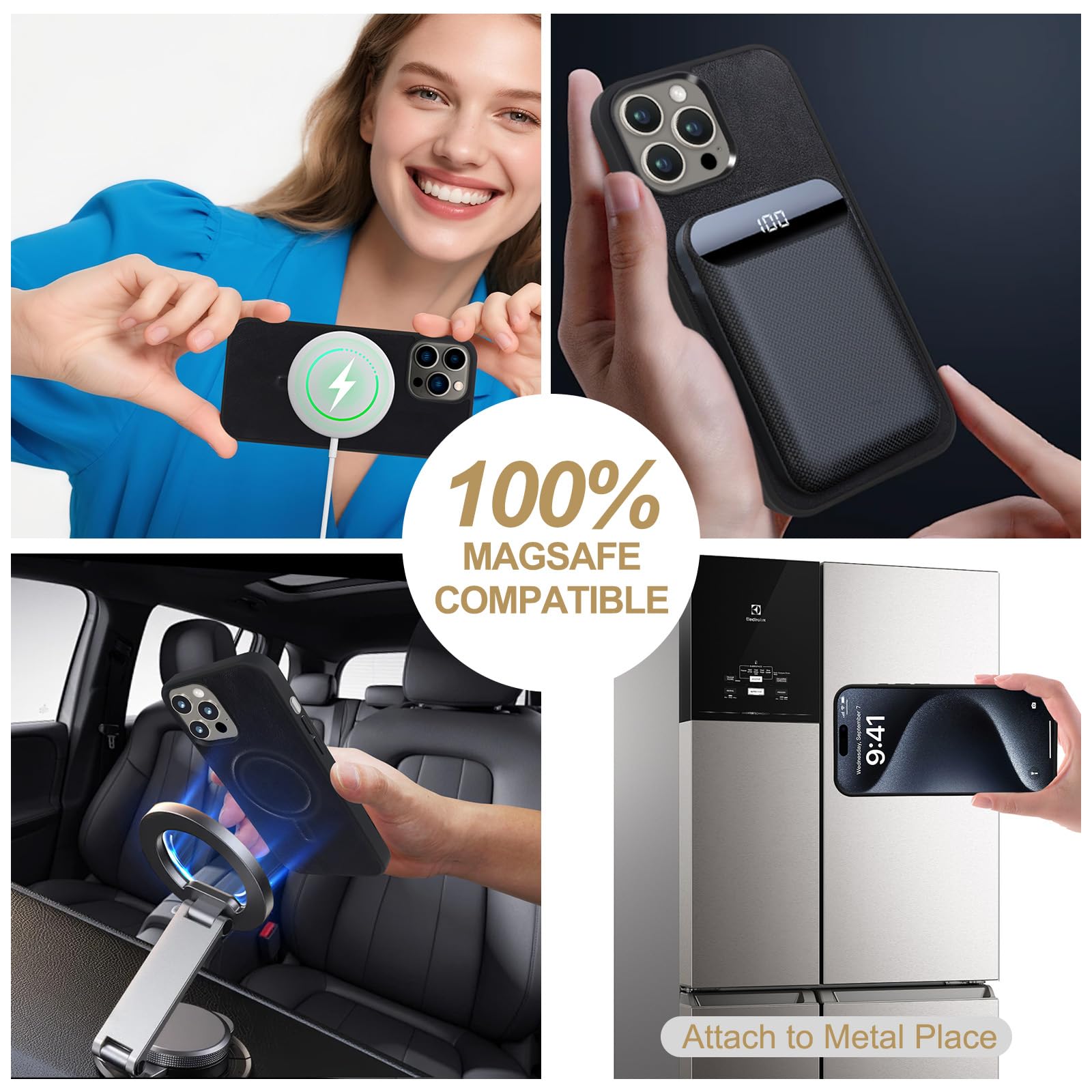 Harryshell Kompatibel mit iPhone 13 Pro Max 6,7 Zoll 2021, Brieftasche, mehrere Reißverschlüsse, abnehmbare magnetische Hülle, Geldbörse mit Kartenfächern, Spiegel, Crossbody (kompatibel mit Magsafe