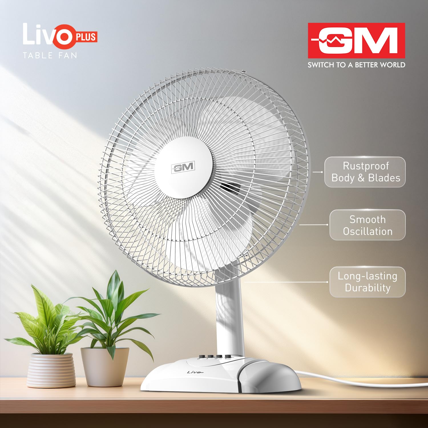 GM Livo Plus Table Fan - Powerful Cooling -2