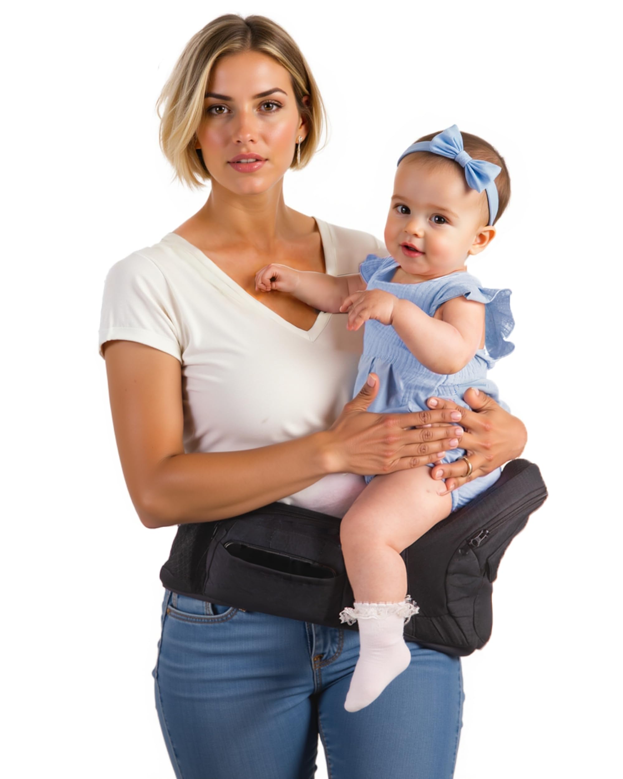 Pandanling - Hüfttrage mit Verlängerung & Baby Hüftsitz - Mom's Choice Award Gewinner, Sicherheitsgeprüfte Hüfttrage Kleinkind, Ergonomische Tragehilfe für Neugeborene & Babys 3-20 kg (Schwarz)