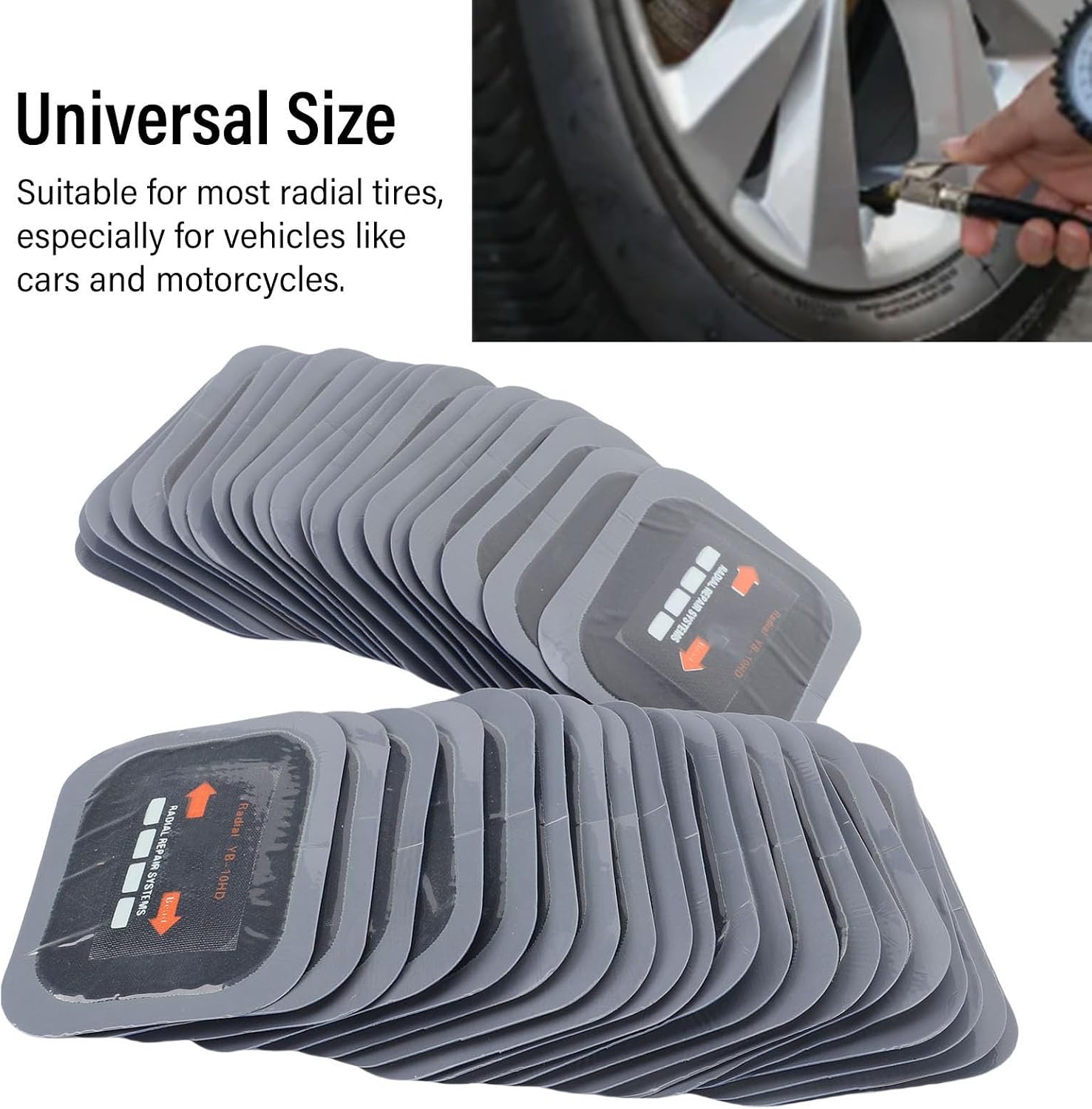 Fydun Radial Tire Repair Patches Universal Rubber Patch Kit Cars Motorcycles Trucks 40Pcs