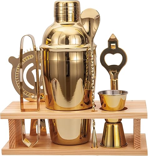Vista 10 de Juego de Coctelera de 9 Piezas Kit de Barman Juego de Bar para Cócteles Kit de Mezcla de Cócteles Kit Profesional para Hacer Bebidas Herramientas