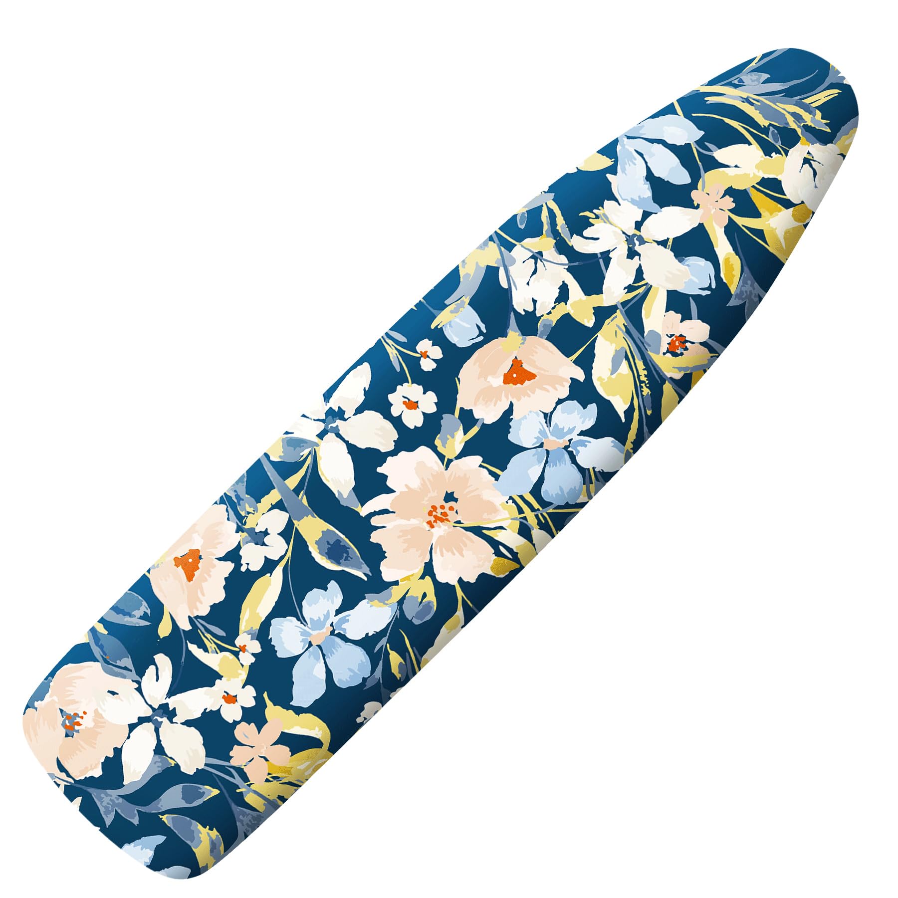 Extra Thick Ironing Board Cover and Pad, 15x54 Ironing Board Cover, Resist Scorching and Staining,Elastic Edges,Orange Flower Blue Watercolor