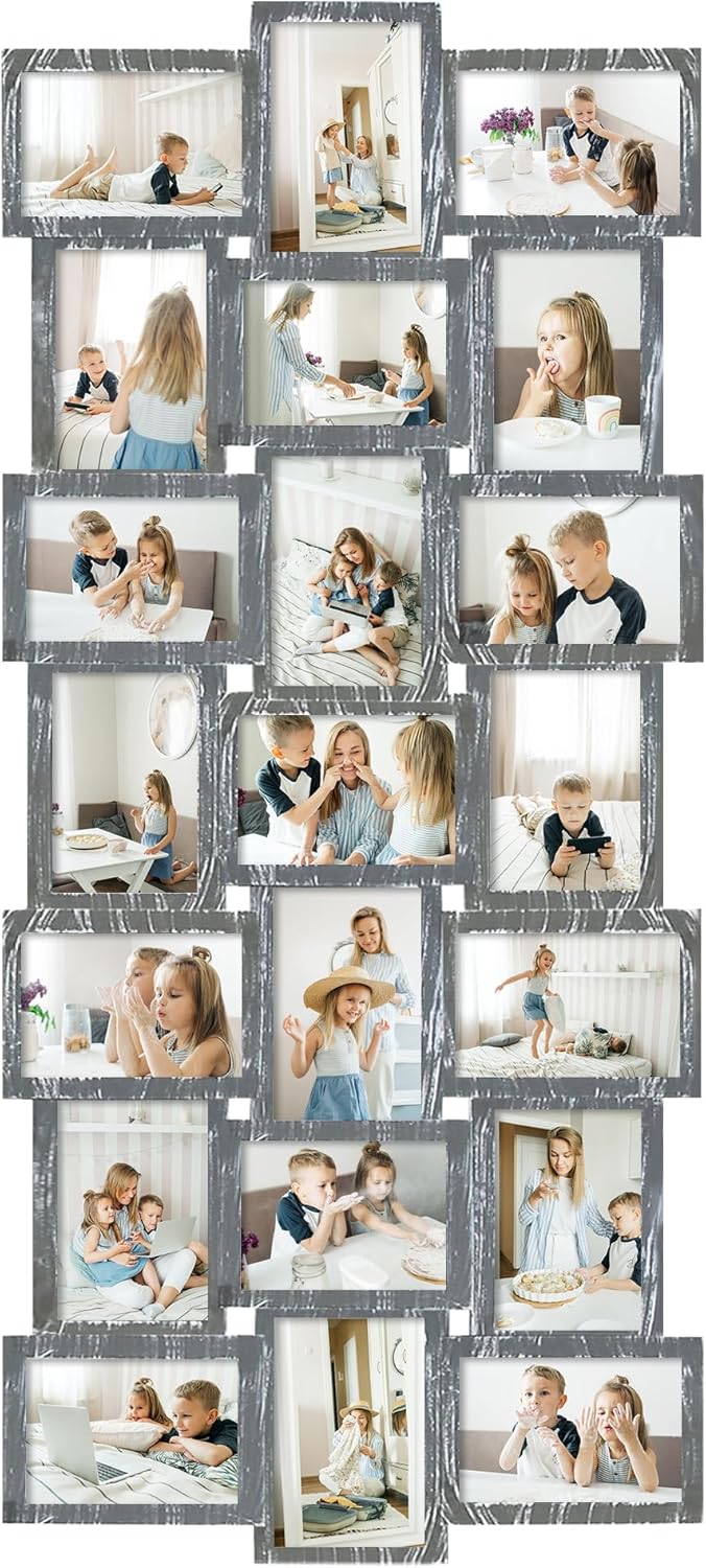 Collage Picture Frames for Wall Decor, 21-Opening Reunion Family Friends Picture Frame Set, Photo Frames Collage for Living Room Bedroom, Gallery Puzzle Collage Wall Hanging for 4x6, Ashes Ashes* 21 Opening