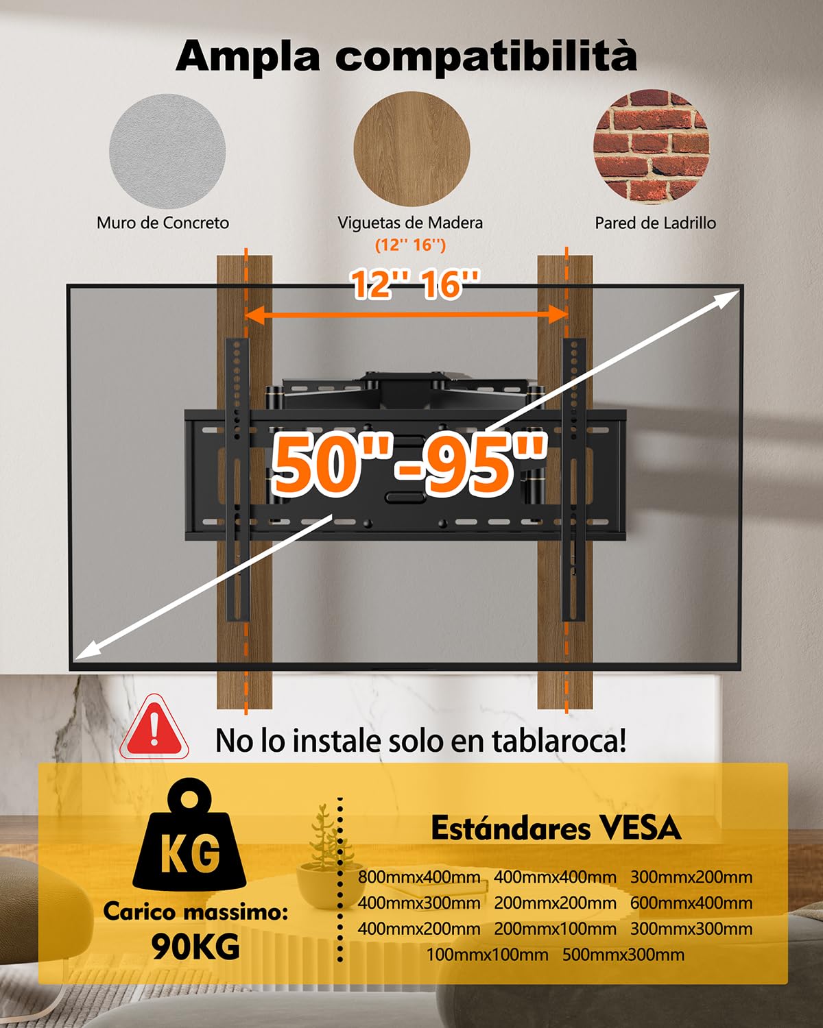 Mounting Bracket TV Murale Double Arm 1090 mm - Dettaglio