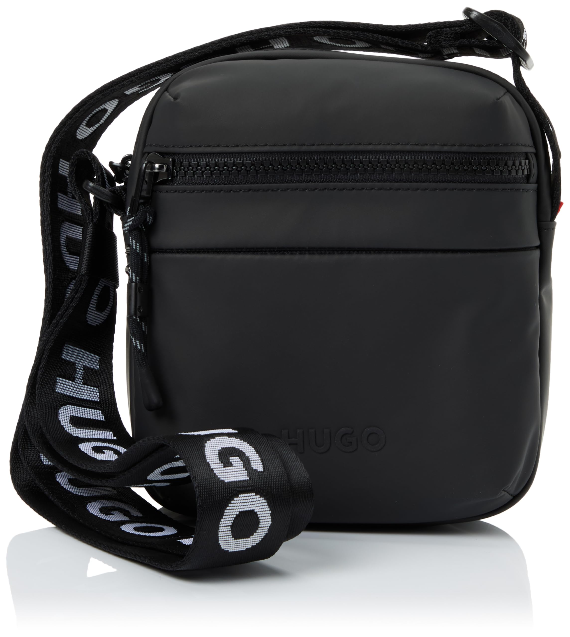 HUGO Men's Wanner_ns 10278033 01 Zip Reporter Crossbody Bag, black, One Size