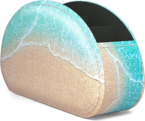 Miniatura 2 de QIELIZI Soporte para control remoto, organizador de escritorio de piel sintética con 5 compartimentos espaciosos para controles remotos de TV,