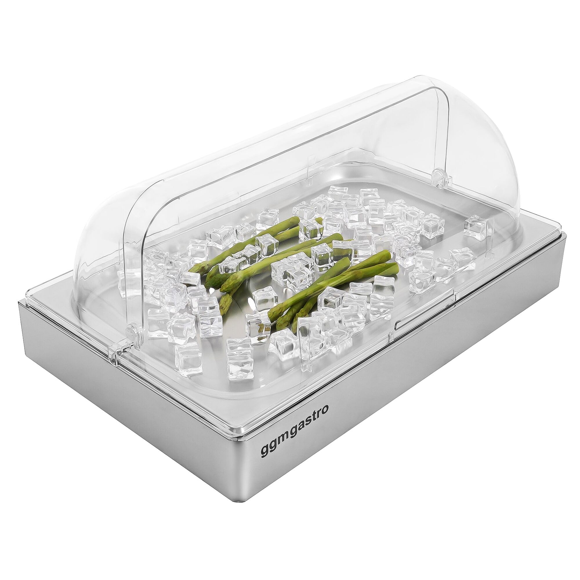 GGM Gastro Rolltop-Haube 1/1 GN 540x335x255 mm | Professionelle Lebensmittelpräsentation, inklusive Kühlfunktion, hygienisch, zeitsparende Reinigung, sofort einsatzbereit