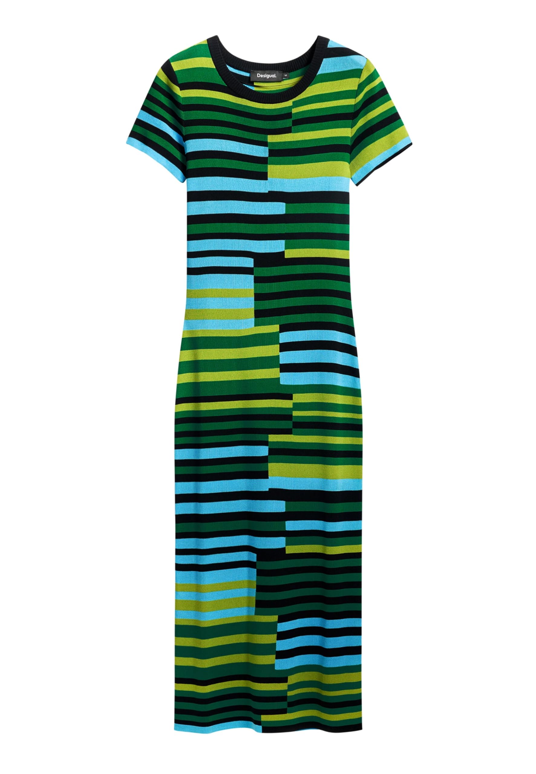 Desigual Women's Material Finishes Striped Long Dress, M